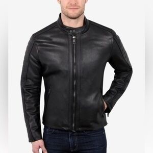 NWT William Rast Real Genuine Leather bomber jacket Black Biker XL Trace Ayala